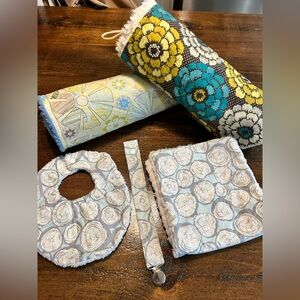 Handmade Baby Blankets,Bib And Burp Cloth, Binky Holder